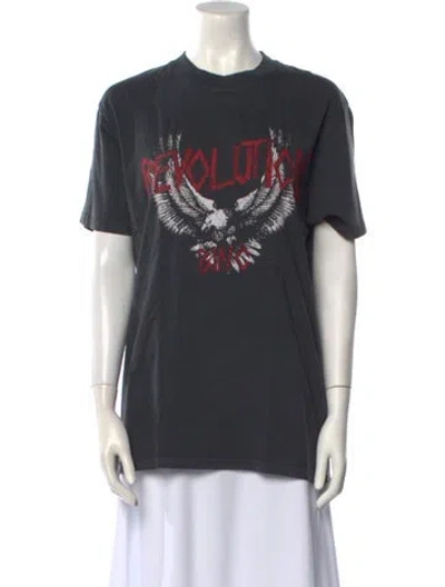 Pre-owned Anine Bing Graphic Print Crew Neck T-shirt In Gray