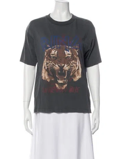 Pre-owned Anine Bing Graphic Print Crew Neck T-shirt In Gray