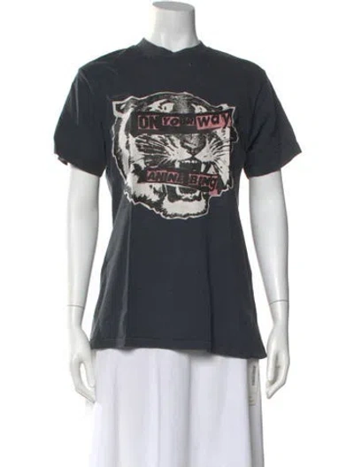 Pre-owned Anine Bing Graphic Print Crew Neck T-shirt In Gray