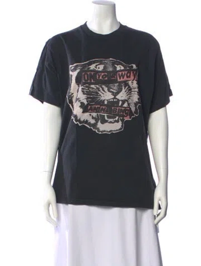 Pre-owned Anine Bing Graphic Print Crew Neck T-shirt In Gray