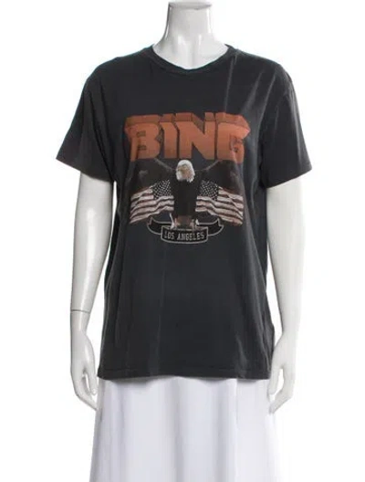 Pre-owned Anine Bing Graphic Print Crew Neck T-shirt In Gray