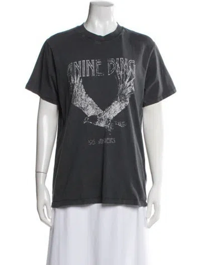 Pre-owned Anine Bing Graphic Print Crew Neck T-shirt In Gray