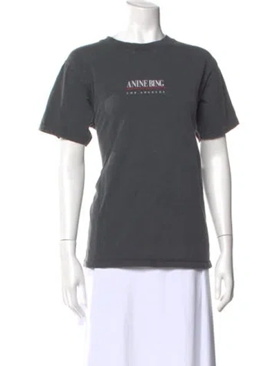 Pre-owned Anine Bing Graphic Print Crew Neck T-shirt In Gray