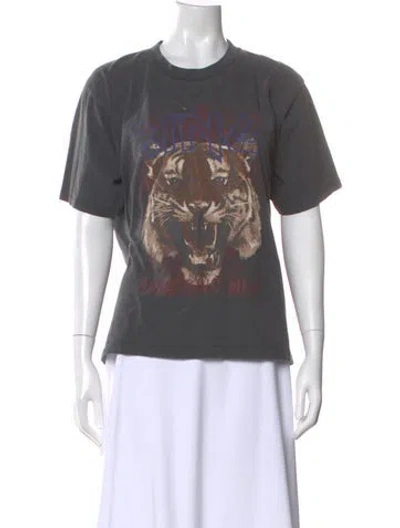 Pre-owned Anine Bing Graphic Print Crew Neck T-shirt In Gray