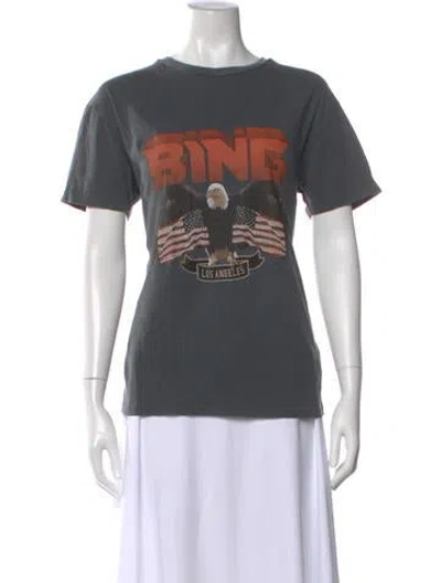 Pre-owned Anine Bing Graphic Print Crew Neck T-shirt In Gray