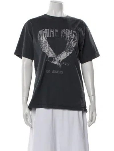 Pre-owned Anine Bing Graphic Print Crew Neck T-shirt In Gray