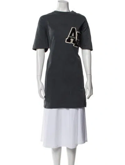 Pre-owned Anine Bing Graphic Print Crew Neck T-shirt In Gray