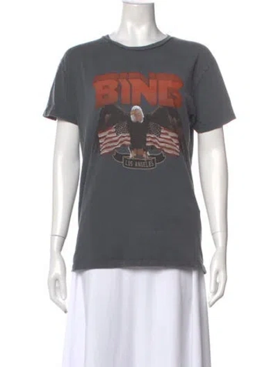 Pre-owned Anine Bing Graphic Print Crew Neck T-shirt In Gray