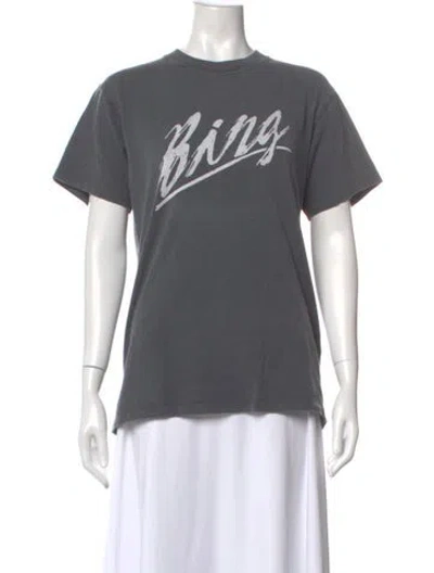 Pre-owned Anine Bing Graphic Print Crew Neck T-shirt In Gray
