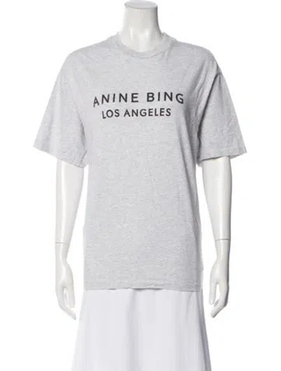 Pre-owned Anine Bing Graphic Print Crew Neck T-shirt In Gray