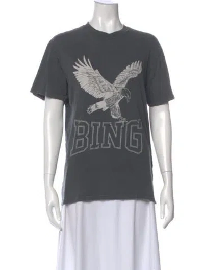 Pre-owned Anine Bing Graphic Print Crew Neck T-shirt In Gray