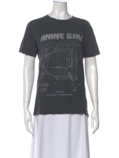 Pre-owned Anine Bing Graphic Print Crew Neck T-shirt In Gray