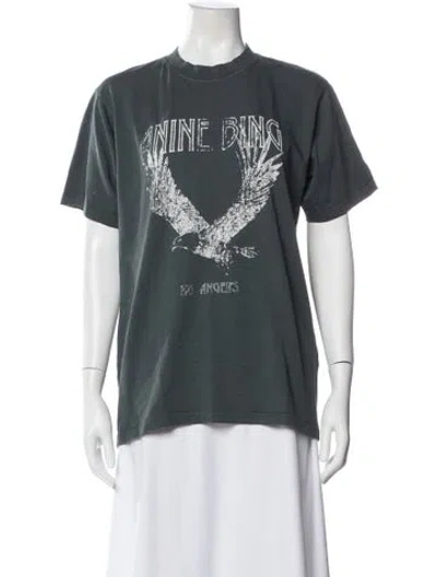 Pre-owned Anine Bing Graphic Print Crew Neck T-shirt In Gray