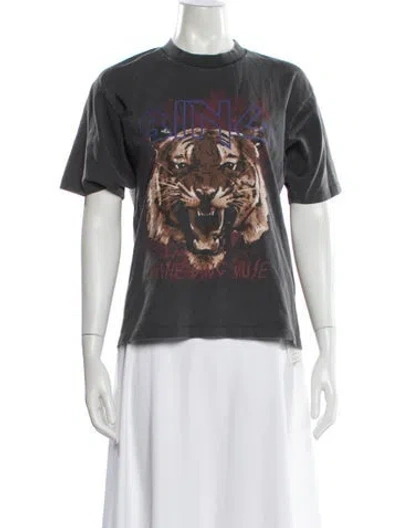 Pre-owned Anine Bing Graphic Print Crew Neck T-shirt In Gray
