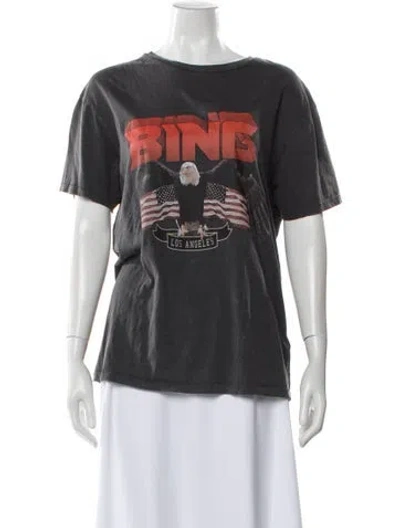 Pre-owned Anine Bing Graphic Print Crew Neck T-shirt In Gray