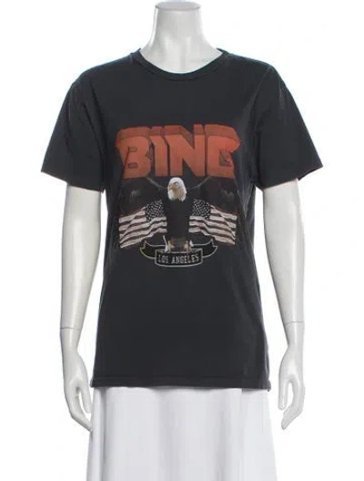 Pre-owned Anine Bing Graphic Print Crew Neck T-shirt In Gray