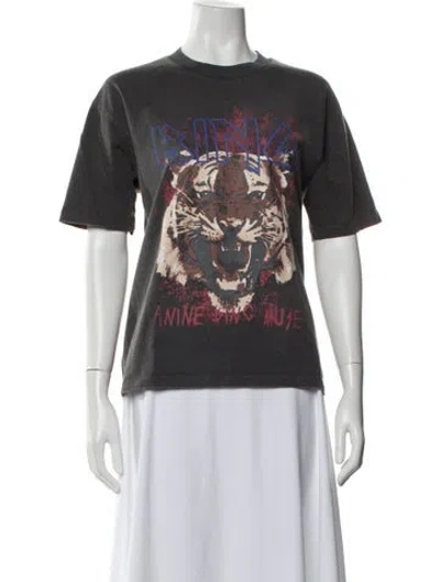 Pre-owned Anine Bing Graphic Print Crew Neck T-shirt In Gray