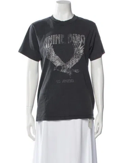 Pre-owned Anine Bing Graphic Print Crew Neck T-shirt In Gray