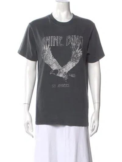 Pre-owned Anine Bing Graphic Print Crew Neck T-shirt In Gray