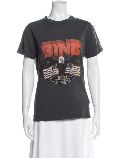 Pre-owned Anine Bing Graphic Print Crew Neck T-shirt In Gray