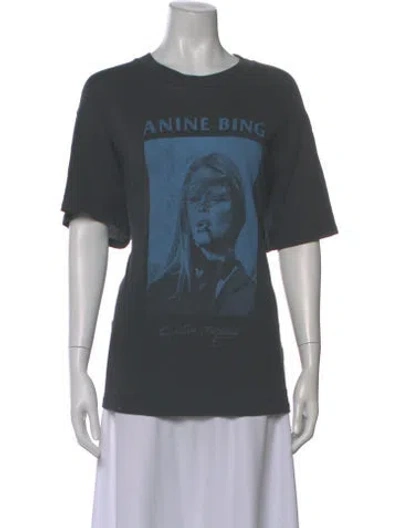 Pre-owned Anine Bing Graphic Print Crew Neck T-shirt In Gray