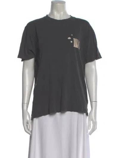 Pre-owned Anine Bing Graphic Print Crew Neck T-shirt In Gray