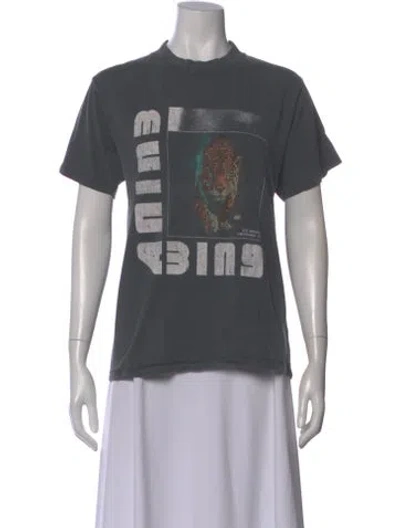Pre-owned Anine Bing Graphic Print Crew Neck T-shirt In Gray