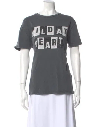 Pre-owned Anine Bing Graphic Print Crew Neck T-shirt In Gray