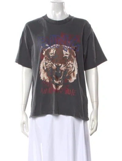 Pre-owned Anine Bing Graphic Print Crew Neck T-shirt In Gray