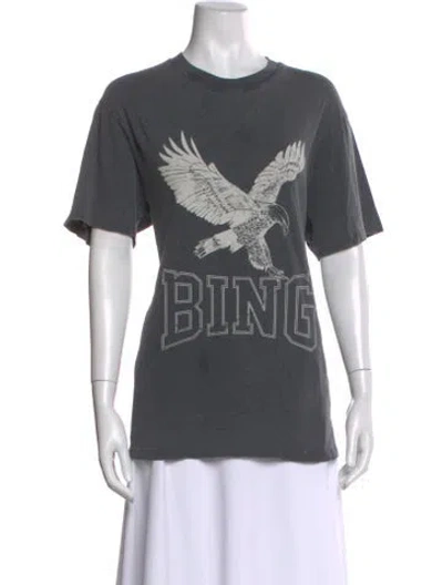 Pre-owned Anine Bing Graphic Print Crew Neck T-shirt In Gray