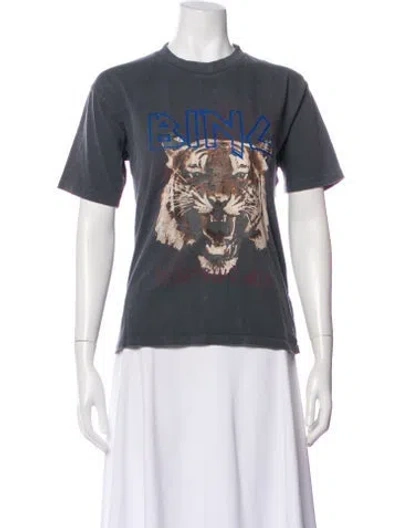 Pre-owned Anine Bing Graphic Print Crew Neck T-shirt In Gray