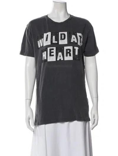 Pre-owned Anine Bing Graphic Print Crew Neck T-shirt In Gray