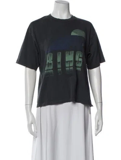 Pre-owned Anine Bing Graphic Print Crew Neck T-shirt In Gray