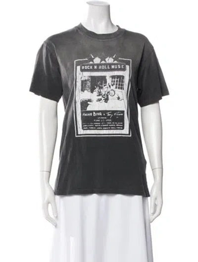 Pre-owned Anine Bing Graphic Print Crew Neck T-shirt In Gray