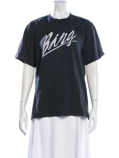 Pre-owned Anine Bing Graphic Print Crew Neck T-shirt In Gray