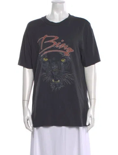 Pre-owned Anine Bing Graphic Print Crew Neck T-shirt In Gray