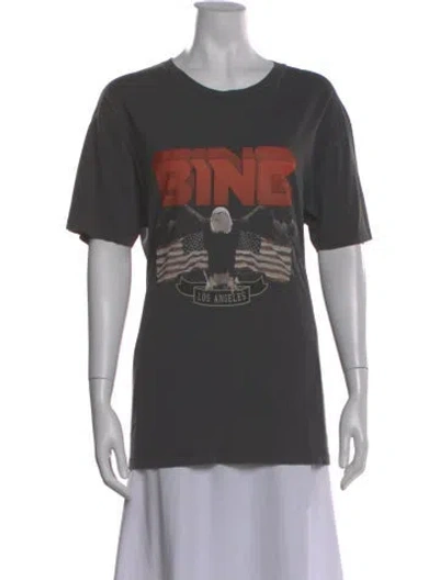 Pre-owned Anine Bing Graphic Print Crew Neck T-shirt In Gray