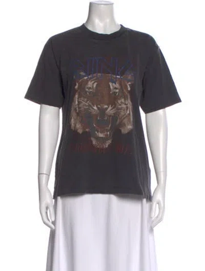 Pre-owned Anine Bing Graphic Print Crew Neck T-shirt In Gray
