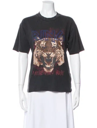 Pre-owned Anine Bing Graphic Print Crew Neck T-shirt In Gray