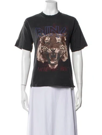 Pre-owned Anine Bing Graphic Print Crew Neck T-shirt In Gray