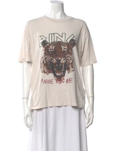 Pre-owned Anine Bing Graphic Print Crew Neck T-shirt In Gray
