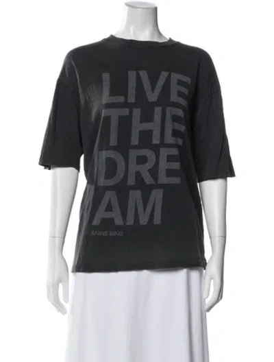 Pre-owned Anine Bing Graphic Print Crew Neck T-shirt In Gray