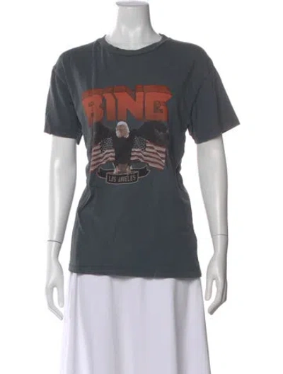 Pre-owned Anine Bing Graphic Print Crew Neck T-shirt In Gray
