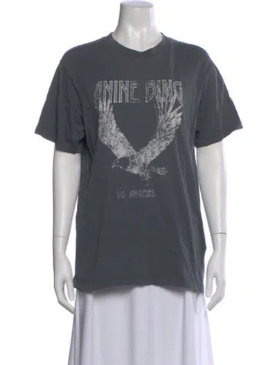 Pre-owned Anine Bing Graphic Print Crew Neck T-shirt In Gray