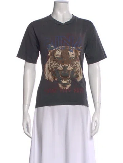 Pre-owned Anine Bing Graphic Print Crew Neck T-shirt In Gray