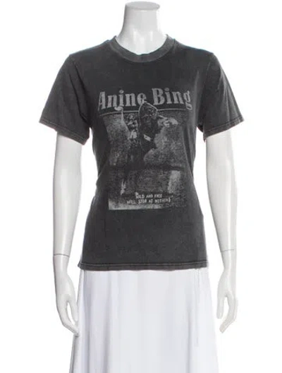Pre-owned Anine Bing Graphic Print Crew Neck T-shirt In Gray