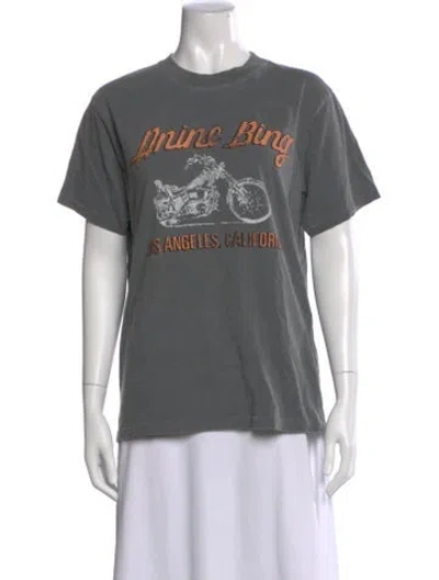 Pre-owned Anine Bing Graphic Print Crew Neck T-shirt In Gray