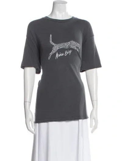 Pre-owned Anine Bing Graphic Print Crew Neck T-shirt In Gray