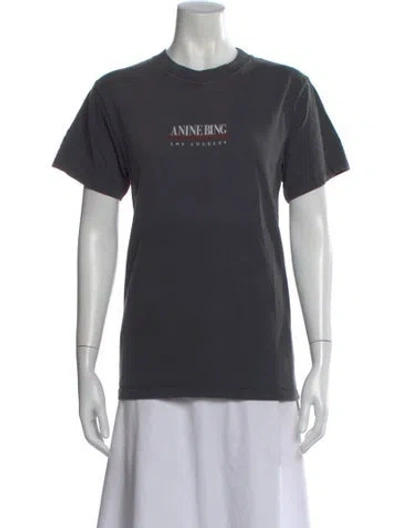 Pre-owned Anine Bing Graphic Print Crew Neck T-shirt In Gray