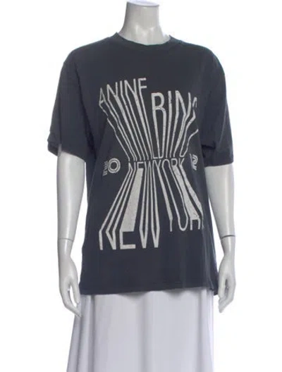 Pre-owned Anine Bing Graphic Print Crew Neck T-shirt In Gray